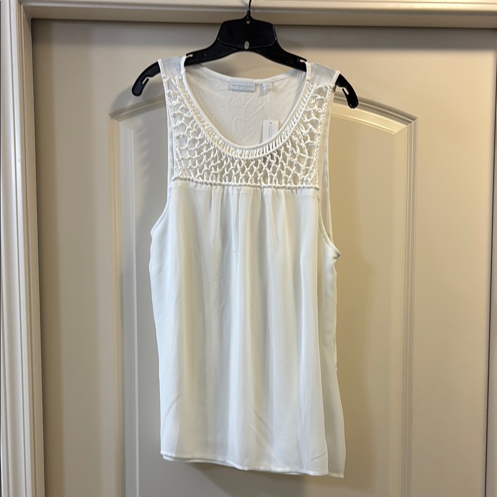 New York & Company white Smocked Tank Top